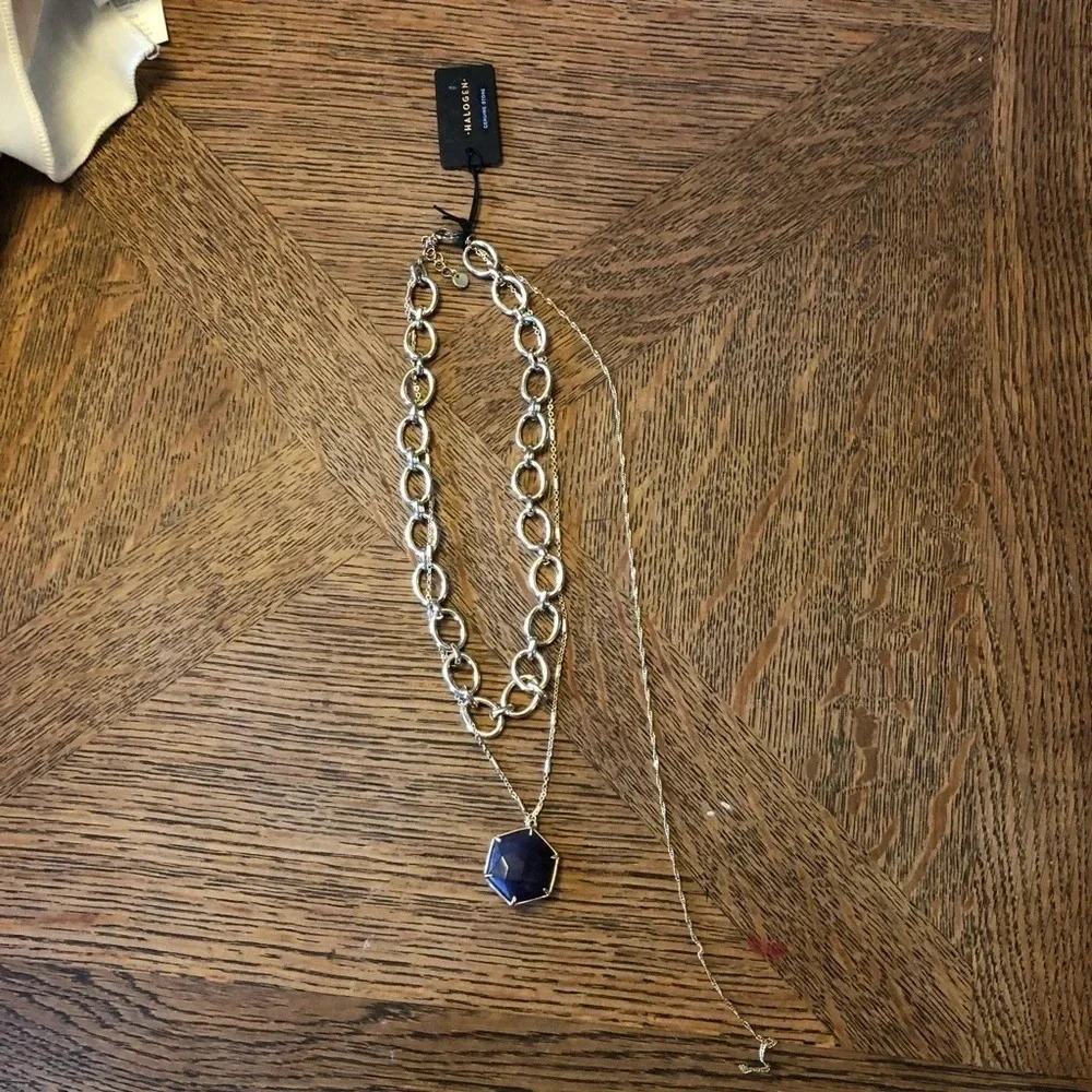 NWT Halogen Gold Necklace with Purple Stone